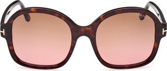 Tom Ford Hanley 57mm Butterfly Sunglasses in Shiny Dark Havana /Brown at Nordstrom Rack