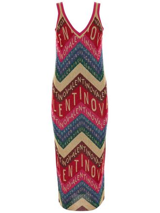 Valentino Garavani Chevron Lurex Dress - women - Viscose/Metallic Fibre - M - Red