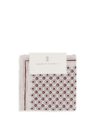 Brunello Cucinelli Silk Geometric Polka Dot Pocket Square - Cherry