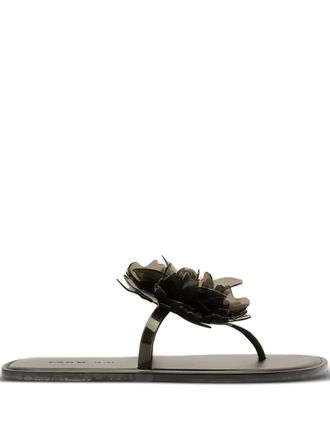 Farm Rio flower-appliqué sandals - women - Rubber/Rubber/Rubber - 10 - Black