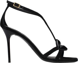 Balmain Black Leather Stiletto Heel Womens Sandals