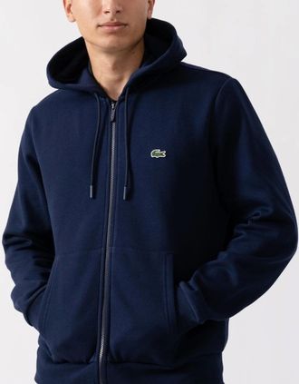 Lacoste Mens Lacoste Mens Fleece Full-Zip Hoodie - Navy Blue 166 - Size: 42