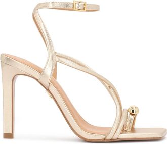Kazar Leren Stiletto Sandalen met Decoratieve Teenband - Dames - Sandalen met hakken - Geel - 39 EU - Leer - Schoenen