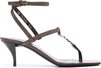 Saint Laurent Cassandra 60mm leather sandals - women - Calf Leather/CALFSKIN/Metal/CALFSKIN - 37.5 - Brown
