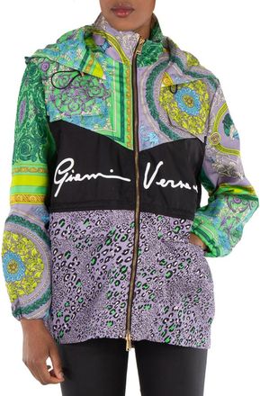 Versace Barocco Patchwork Print Hooded Jacket, Brand Size 36 (US Size 2)