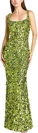 Mac Duggal Sleeveless Sequin Paillette Column Gown in Apple Green at Nordstrom, Size 10