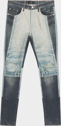 Purple Men & apos;s Upside Down Patchwork Skinny Jeans