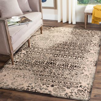 Safavieh Brilliance Machine Made Area Rug, Cream / Dark Grey Traditional Style Easy Care