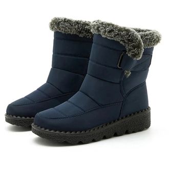 Generic Womens Waterproof Winter Boots Blue Non-slip Warm Snow Boots for Women Casual Fur Lined Boots, Size 8.5 UK