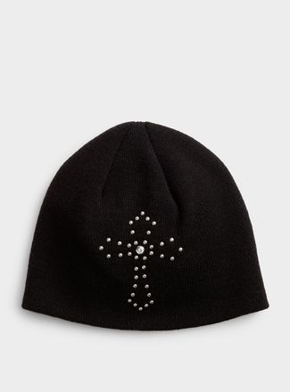Djab Mens Studded cross cuffless Tuque Hat