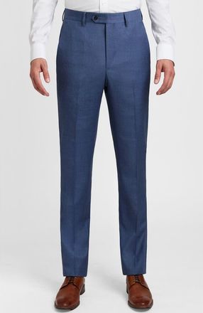 Santorelli Roma2 Super 130s Bi-Stretch Wool Trousers in Blue at Nordstrom, Size 36