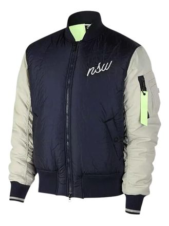 Nike embroidered-logo bomber jacket - men - Polyester/Polyester/Nylon/Nylon - S - Blue