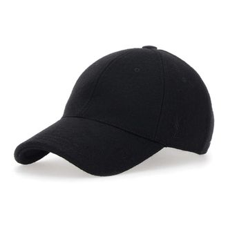 Saint Laurent Klassieke Wolle Baseball Cap - Heren - Petten - Zwart - 57 CM - Wol - Accessoires