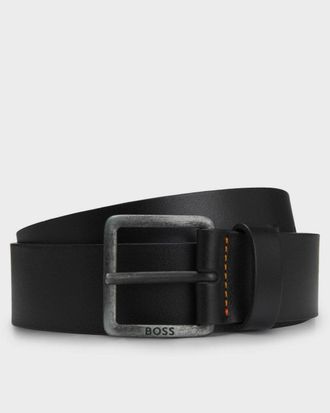 Boss Orange by Hugo Boss Jeeko Mens Leather Belt with Logo Buckle NOS - Black - Size 32 (Waist)