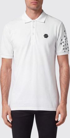 Philipp Plein Polo in cotone con stampa monogram Skull e logo Hexagon sul petto