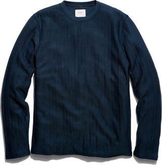 Billy Reid Herringbone Crewneck Long Sleeve T-Shirt in Carbon Blue at Nordstrom, Size Xx-Large