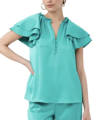 Trina Turk Zandy Blouse In Oceano