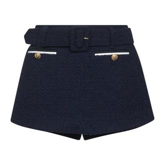 Self Portrait Short Shorts, female, Blue, Size: S Blue Twisted Trim Shorts with Belt