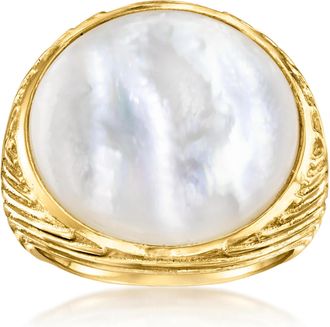 Ross-Simons Round Mother-Of-Pearl Ring in 18kt Gold Over Sterling