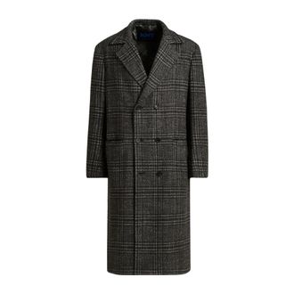 Kiton Glen Plaid Lange Jas - Heren - Mantel - Grijs - S - Wol - Jassen