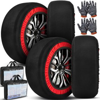 OEM Juego De 2 Fundas De Nieve Para Neum&aacute;ticos De Coche. Fundas De Tela Para Nieve. Cadenas Para Coche. F&aacute;ciles De Instalar Con Guantes. Accesorios De Inv