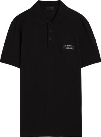 Moncler Logo-print Cotton Polo Shirt - Black - Xxl