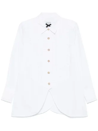 Edward Achour Paris ruffle-detail shirt - women - Cotton - 38 - White