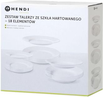 OEM Juego De 18 Platos De Vidrio Templado - Hendi 795224