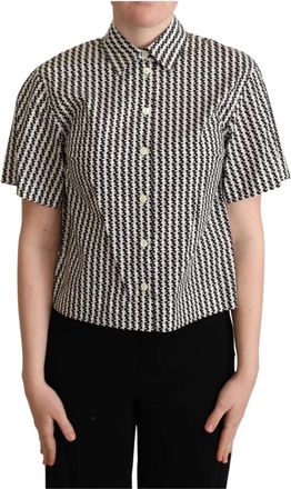 Dolce & Gabbana Polo Top met Korte Mouwen en Kraag - Dames - Overhemden - Veelkleurig - S - Katoen - Overhemden