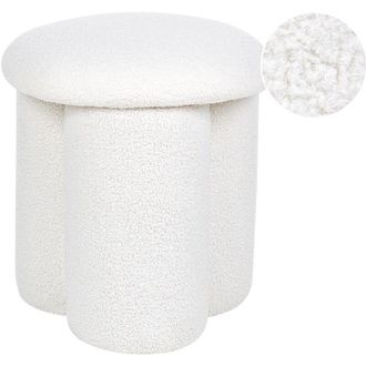 Beliani Beliani - Puf Moderno Redondo En Forma De Seta Reposapi&eacute;s Dormitorio Sala De Estar Tejido De Boucl&eacute; Blanco Crema Carrington