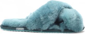 Infinity Leather Dames schapenvacht pantoffels Teal Warm Winter Fur Crossover - Snowbelle