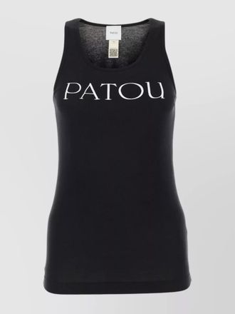 Patou cotton logo print scoop neck sleeveless tank top