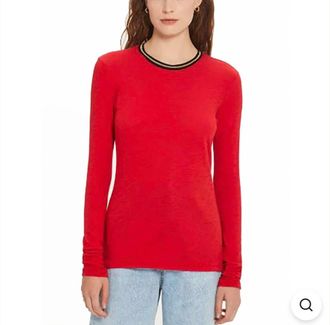 Goldie London Long Sleeve Ringer Tee In Red
