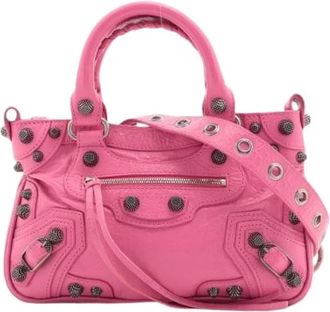 Balenciaga Pre-owned Le Cagole Mini Lambskin Satchel Shoulder Bag - Dames - Vintage Handtas - Roze - ONE Size - Leer - Vintage