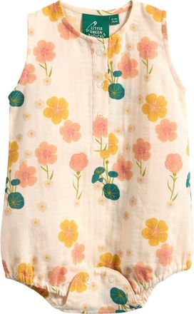 Little Green Radicals Flora Organic Cotton Bubble Bodysuit in Cream at Nordstrom, Size 18-24M