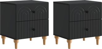 vidaXL Armario De Noche 2 Uds. Negro 43 X 34,5 X 48 Cm Vidaxl