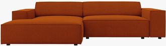 BLOOMINGLOFT 3-Sitzer Design Ecksofa Jodie mit Eckteil links - Strukturstoff