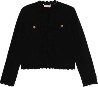 Twinset Stijlvolle Gebreide Vest met Haakdetails - Dames - Vesten - Zwart - L - Wol - Truien & Vesten