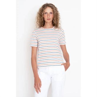 Kule Modern Short Sleeve T-Shirt In Cream Blue Poppy