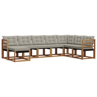 vidaXL Conjunto De Sof&aacute;s De Exterior 8 Pcs Gris Natural Y Claro Vidaxl