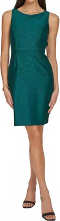 Calvin Klein Boat-Neck Embellished Sheath Dress In Forest Green
