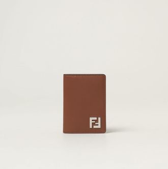 Fendi Portacarte di credito Squared FF Fendi in pelle e cotone spalmato