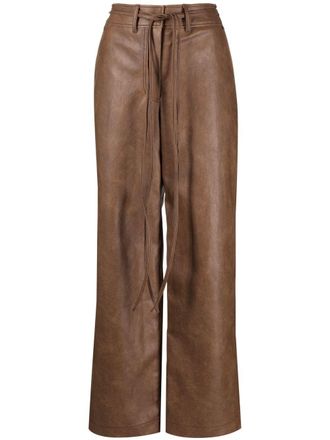 Rejina Pyo Cyrus straight-leg trousers - women - Polyester/Cotton/Viscose/Metal - 10 - Brown