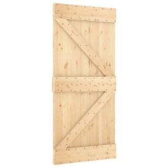 Berkfield Home Sliding Door with Hardware Set 95x210 cm Solid Wood Pine in Natural