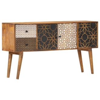 vidaXL Vidaxl - Aparador Con Estampado Madera Maciza De Mango 130x30x70 Cm