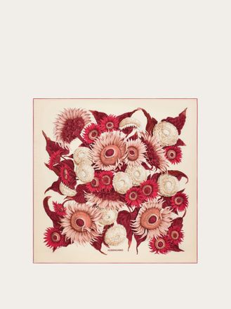 Ferragamo Women Sunflower print silk scarf Red