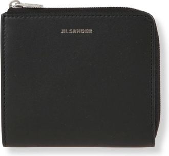 Jil Sander Wallets & Cardholders, male, Black, Size: ONE SIZE Logo-print Leather Wallet