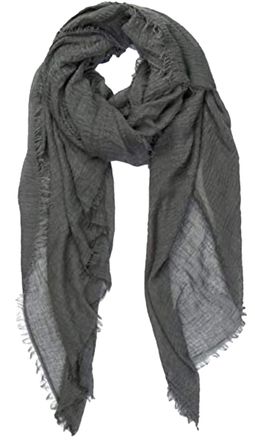 World of Shawls Ladies Distressed Crinkle Scarf Maxi Wrap Large Warm Soft (Smokey Grey)