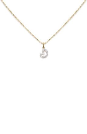Monica Vinader Lab Created Diamond Initial Pendant Necklace in 14Kt Solid Gold - D at Nordstrom