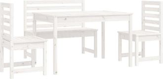 vidaXL Juego De Comedor De Jard&iacute;n 4 Piezas Madera Maciza Pino Blanco Vidaxl